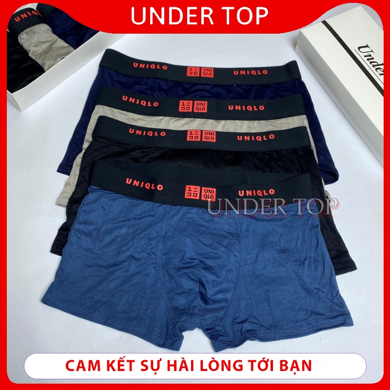 Quần lót nam boxer cotton, Quần sịp nam đùi cao cấp chất cotton đẹp cạp to co dãn 4 chiều 40-85kg | Under Top