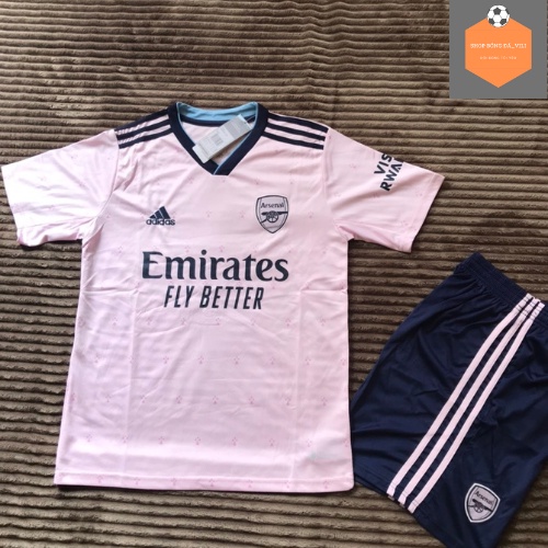 Bộ Quần Áo Bóng Đá CLB Arsenal Màu Hồng Sân Khách 2022-2023 - Hàng Thái Full Logo Thêu