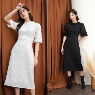 Đầm dạ tweed dáng dài