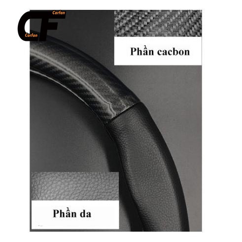 Sợi carbon Vô lăng thoáng khí bằng da Bọc Vô Lăng Cacbon cao cấp  Chống Trơn Chống Trượt Bọc Volang Full Logo Các Hãng giá tại xưởng