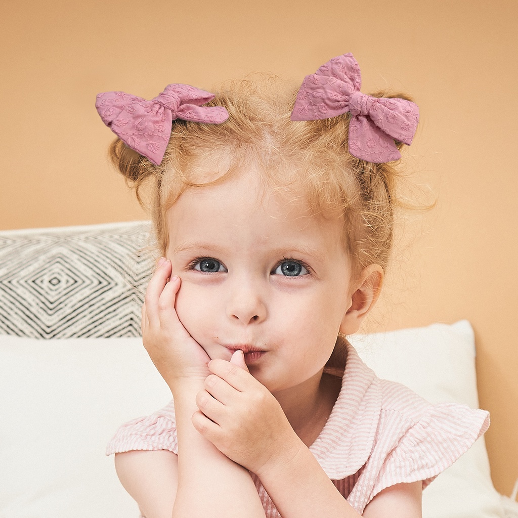 Set 4 Kẹp tóc KIDSBOWS thắt nơ in họa tiết hoa phong cách mới cho bé gái