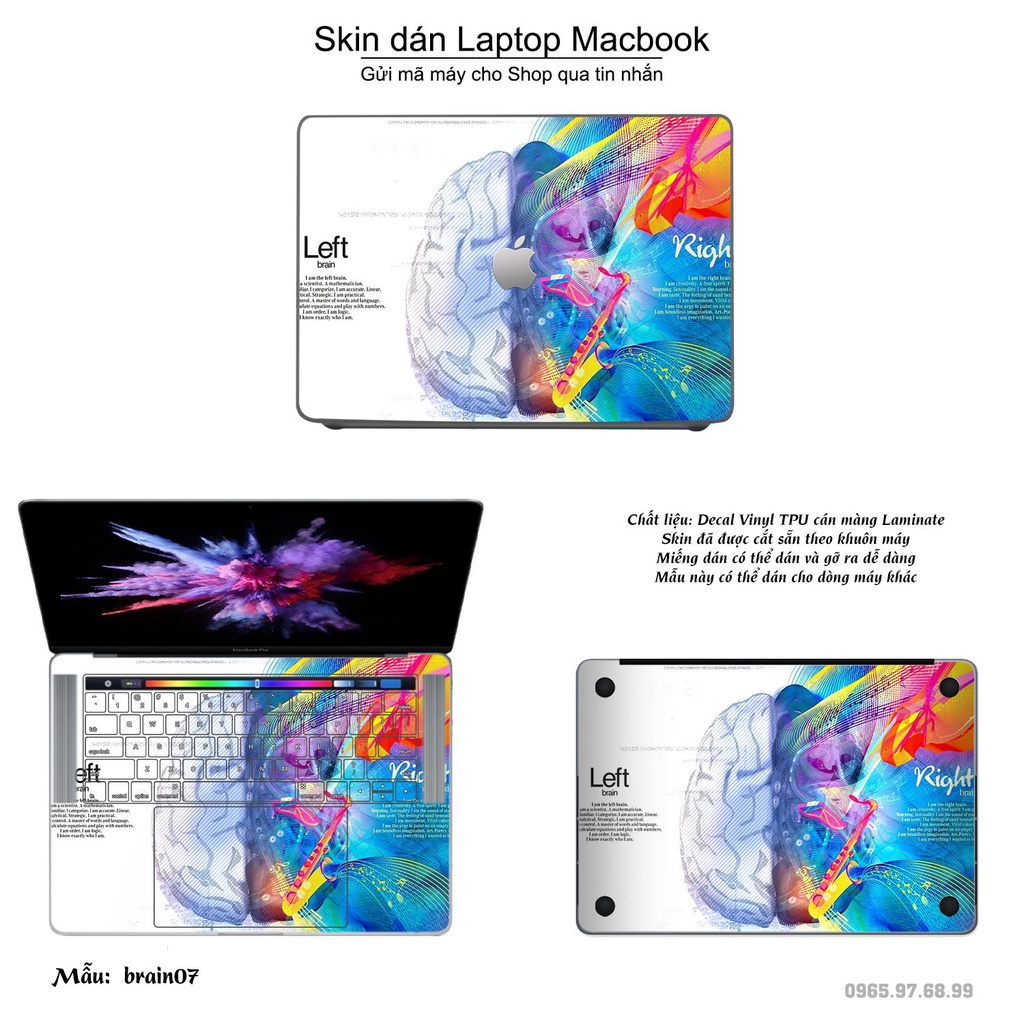 Skin dán Macbook mẫu Left Brain Right Brain (đã cắt sẵn, inbox mã máy cho shop)