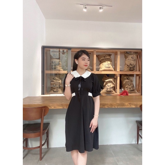 ĐẦM PHỐI CỔ TRẮNG LINA DRESS T219