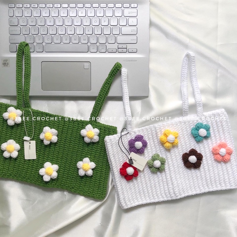 Áo dây len Crochet Flower đủ màu by 3bee.crochet