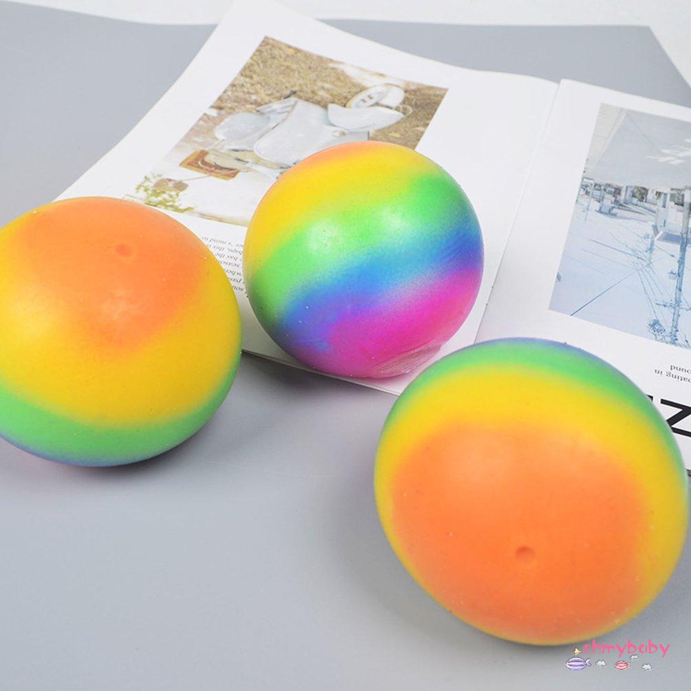 【OMB】 Rainbow Giant Stress Ball For Adults And Kids Jumbo Ball Reduce Fidget Toy