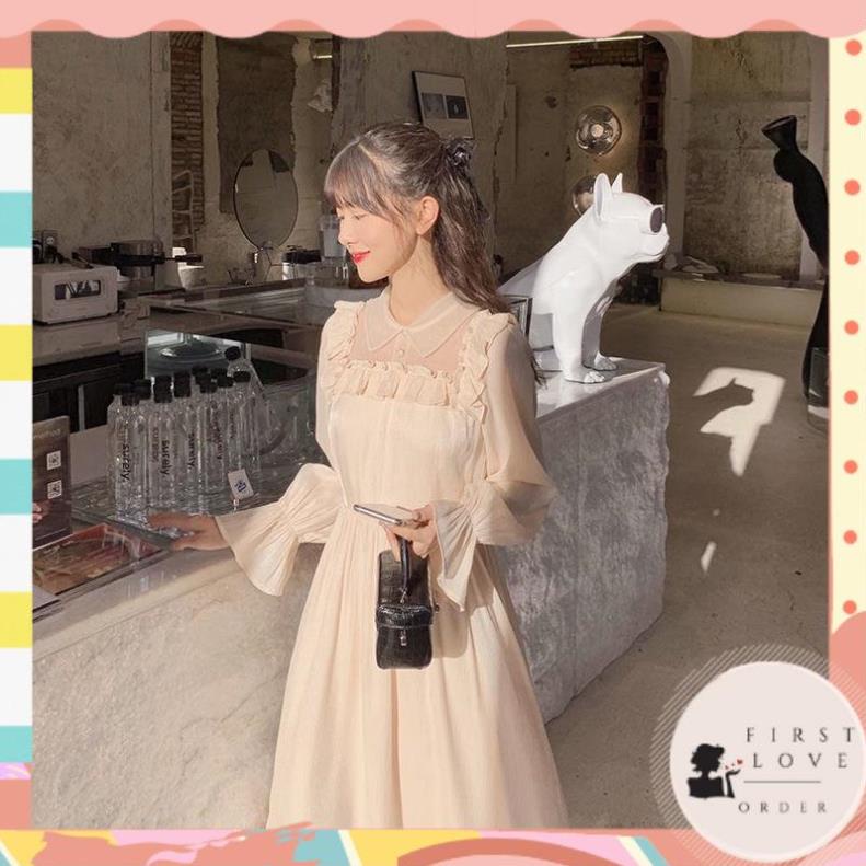 1 ORDER🎀Đầm voan bèo tơ cổ sen cúc ngọc tay loe công chúa cao cấp siêu xinh kiểu pháp/Váy thiết kế vintage dáng dài