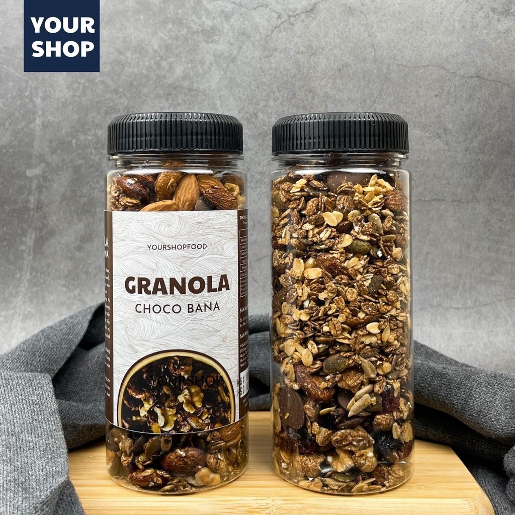 Granola siêu Hạt &amp; Quả Yourshop- Ngũ cốc giảm cân nướng Mật ong Vanila, Trà Xanh, Socola