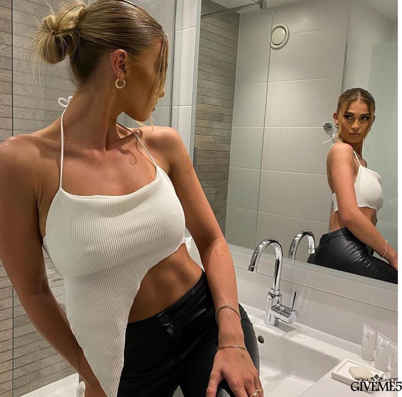 Áo Yếm Hai Dây Cột Sau Cổ Màu Trơn Gợi Cảm Cho Nữ