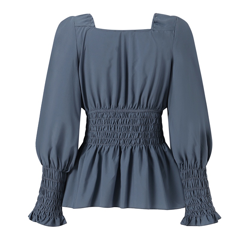 Áo kiểu ZANZEA tay dài loe xếp li lưng thun thời trang cho nữ