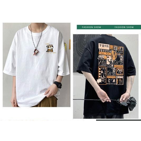 Áo Thun Cotton Tay Ngắn Dáng Rộng In Hình Tranh Sơn Dầu Thời Trang Cho Nam