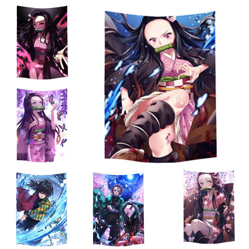 Thảm Treo Tường Trang Trí Phòng Khách / Phòng Ngủ In Hoạ Tiết Demon Slayer- Kimetsu No Yaiba