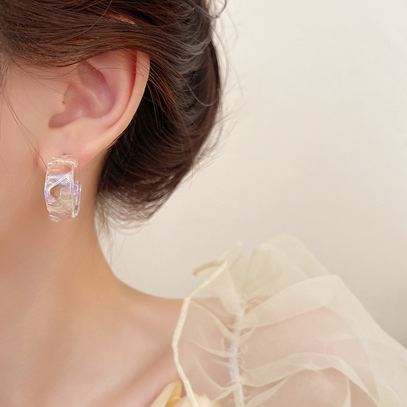 Khuyên Tai acrylic Trong Suốt Đính Ngọc Trai Nhiều Màu Thời Trang Mùa Hè Cho Nữ