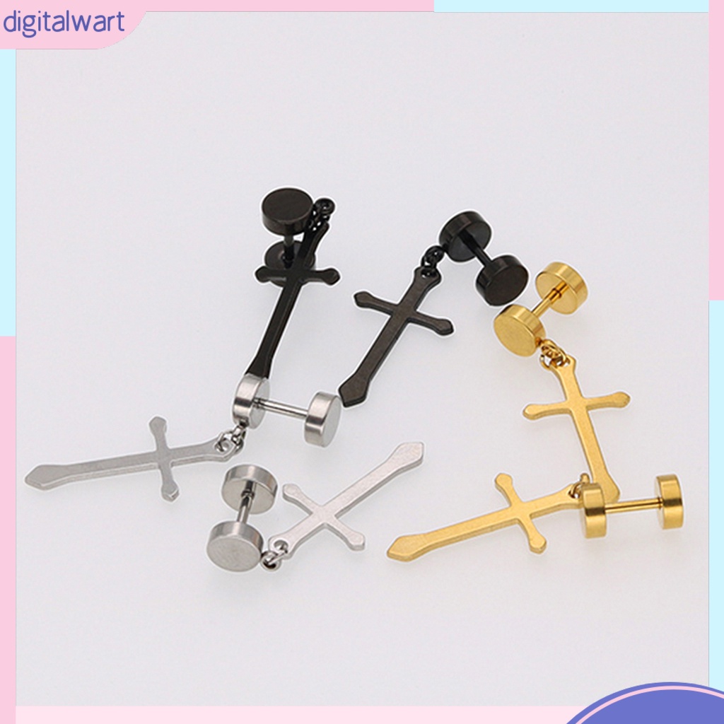 Dg✌❤ 1 Khuyên Tai Thép Titan Hình Thánh Giá