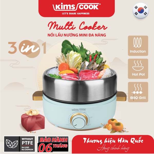 Nồi lẩu nướng mini đa năng 3 trong 1 Kims Cook