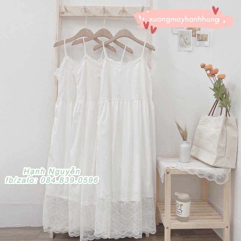 Váy 2 dây maxi ren trắng Ulzzang Quảng Châu cực xinh đi biển, du lịch, Đầm xoè hai dây - Xưởng May Hạnh Hồng | WebRaoVat - webraovat.net.vn