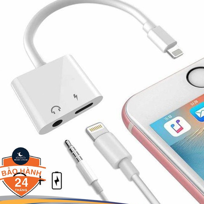 Jack Chuyển Đổi + Giắc Chia Cổng iPhone 7/8/X/11pro Thành Cổng Sạc + Cổng Tai Nghe + Hỗ Trợ Mic