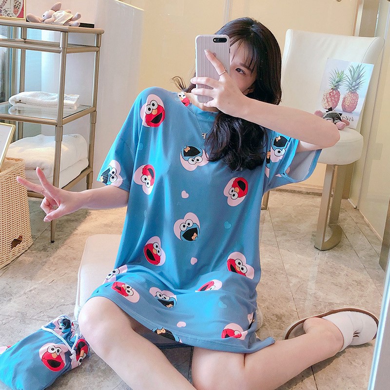 Summer New Women Short-sleeved Nightdress ,Summer Spring And Autumn Thin Section Loose Home Service Long Pajamas | BigBuy360 - bigbuy360.vn
