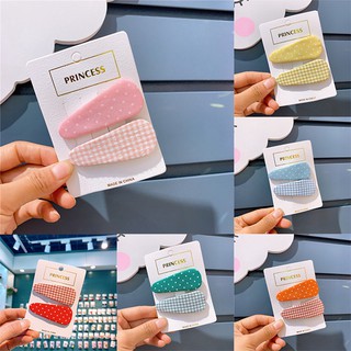 Set 2 Kẹp Tóc Họa Tiết Chấm Bi Và Caro Xinh Xắn Cho Bé Gái