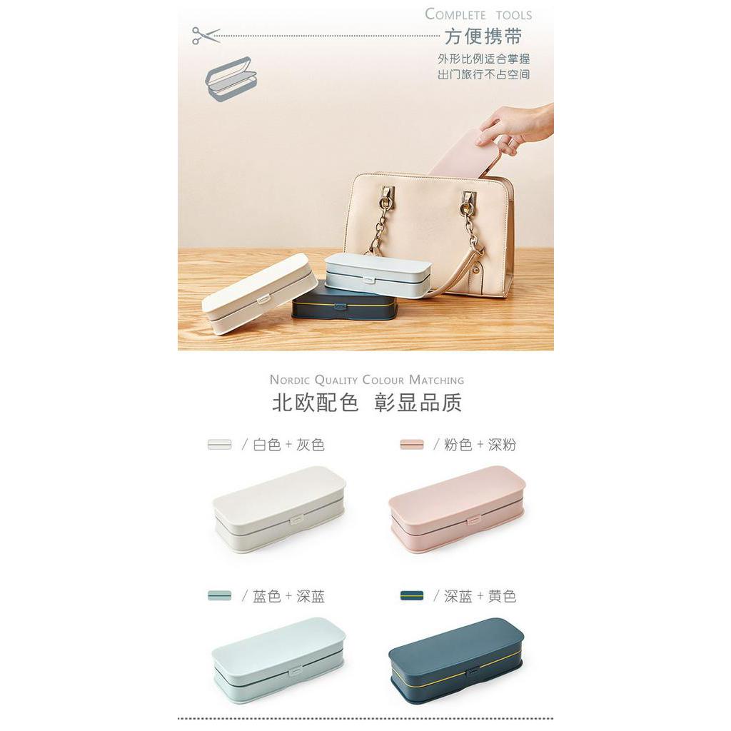 A box of needle and thread combination hand-held double-layer sewing with lock with tape measure and linen kit.