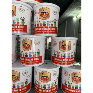 Sơn Chậu Kiểng OKAY Hệ Nước Lon 1kg -Tặng kèm cọ