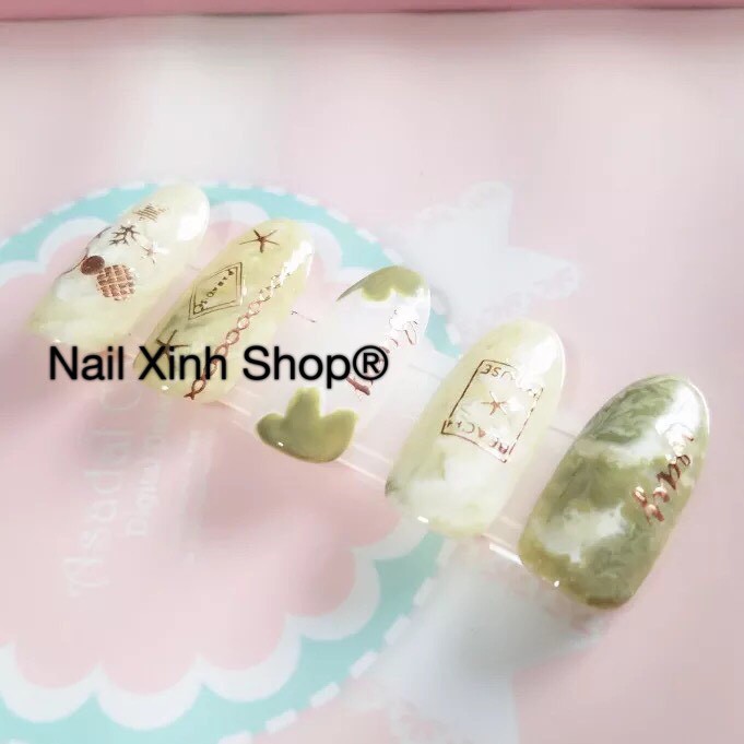 Nail sticker chữ màu gold, phụ kiện nail chuyên dụng, nail art