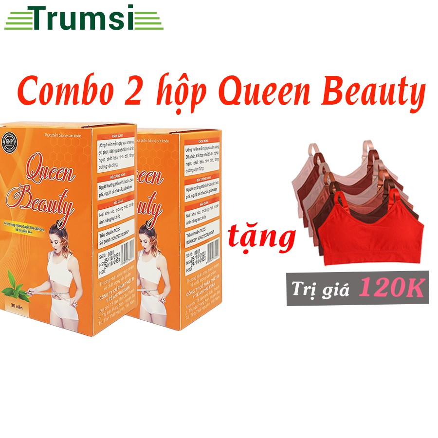 [Combo 2 hộp] Viên uống giảm cân nhanh Queen Beauty đạt tiêu chuẩn Sức Khoẻ GMP. Hộp 30 viên