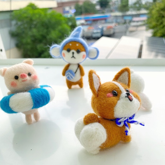 Bộ len chọc Hình Chó Corgi giành cho người mới bắt đầu - Handmade, chọc len, len thô