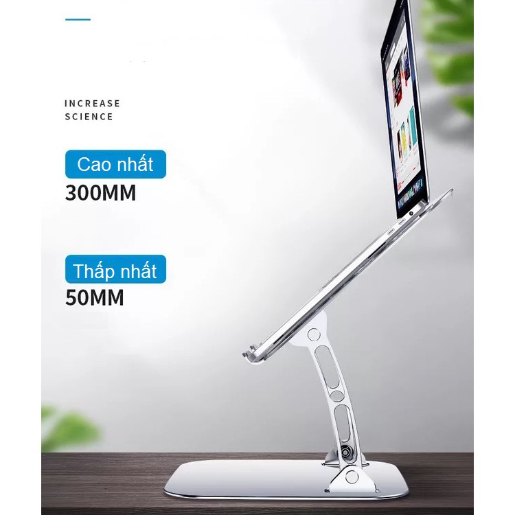 T602 Giá đỡ nâng laptop stand nhôm  một chân, chỉnh góc nghiêng và hỗ trợ tản nhiệt máy tính xách tay.