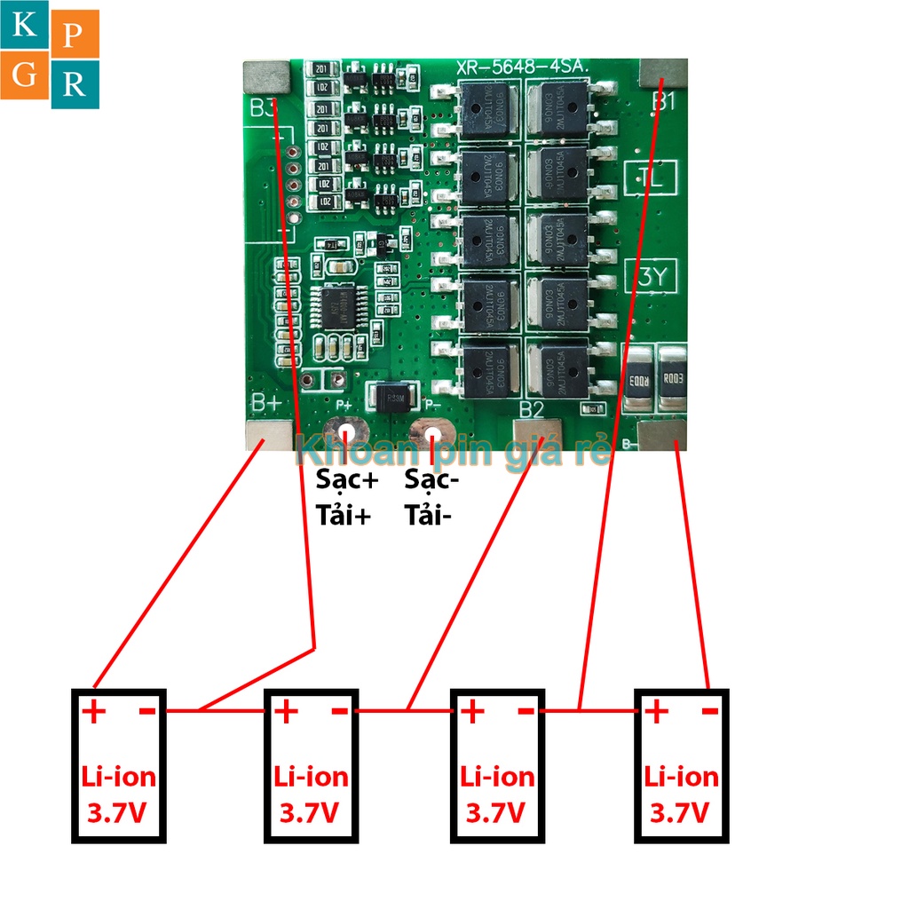 KPGR Mạch 4S 14V 30A XR bảo vệ pin Li-ion 3.7V