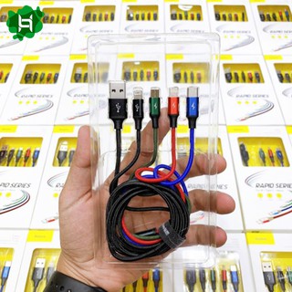 Cáp Baseus 4 Đầu Chính Hãng Baseus Rapid Lighning Micro Type C