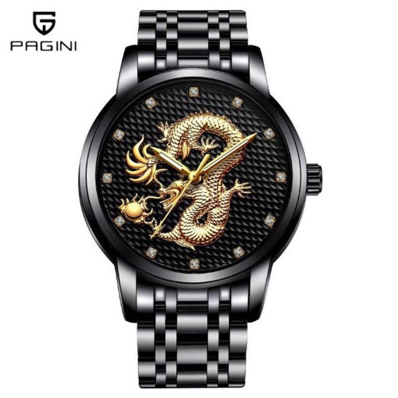 Đồng Hồ Nam PAGINI Phiên Bản Rồng - Dragon Limited Tặng vòng mèo thần tài may mắn - Đồng hồ P&T