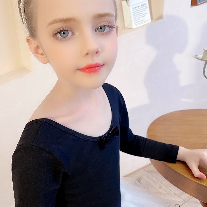 Đầm Múa Ballet Cổ Tròn Màu Đen Chất Liệu Cotton Phong Cách Hàn Quốc Thời Trang Mùa Hè Cho Nữ
