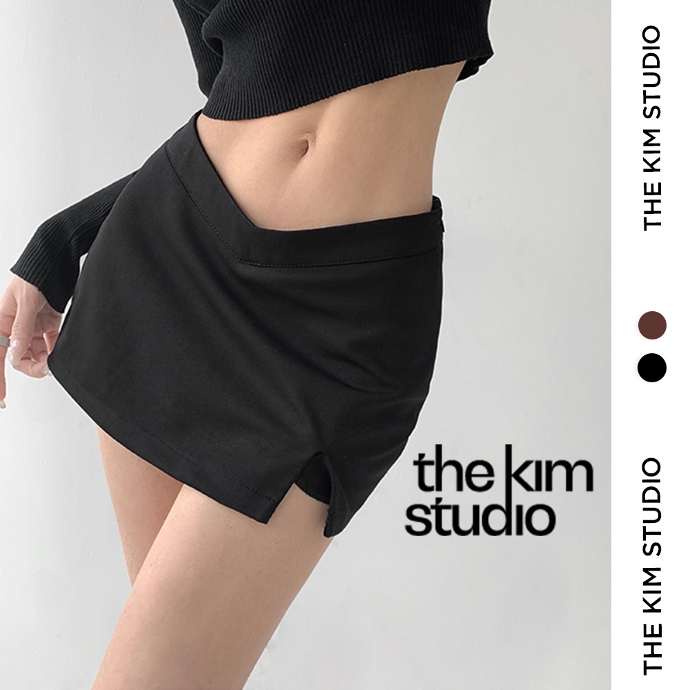 Chân váy ngắn cạp V xẻ đùi có quần trong TheKim , minidress váy body ngắn cạp cao cạp chéo eo V153