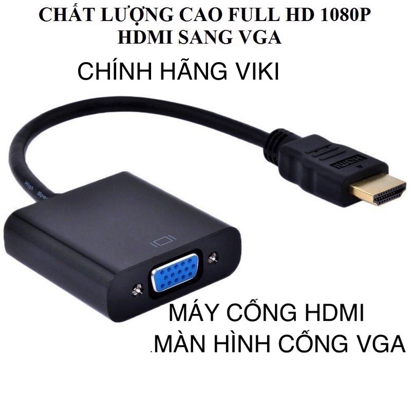 (Chính Hãng) Cáp Chuyển Tín Hiệu HDMI sang VGA VIKI Cho PC,laptop, Máy Chiếu Cao Cấp Độ Dài 20CM