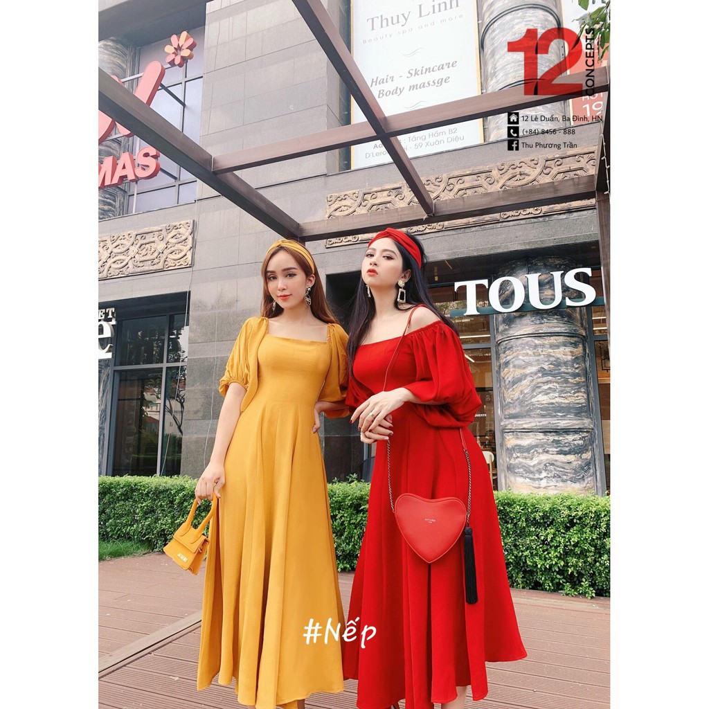 Váy maxi tay bồng li eo MSĐ
