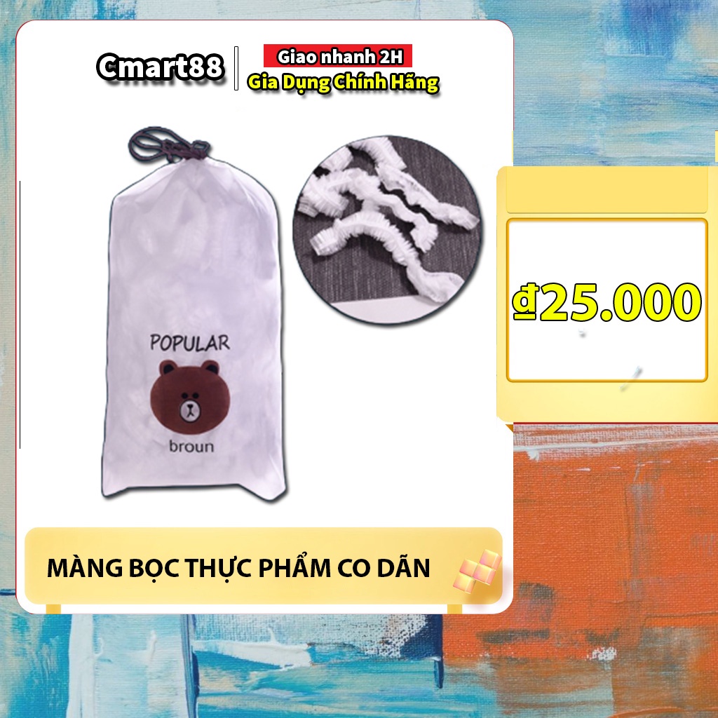 Màng bọc thực phẩm co giãn sử dụng đa năng, Set 100 túi bọc thực phẩm tái sử dụng an toàn vệ sinh