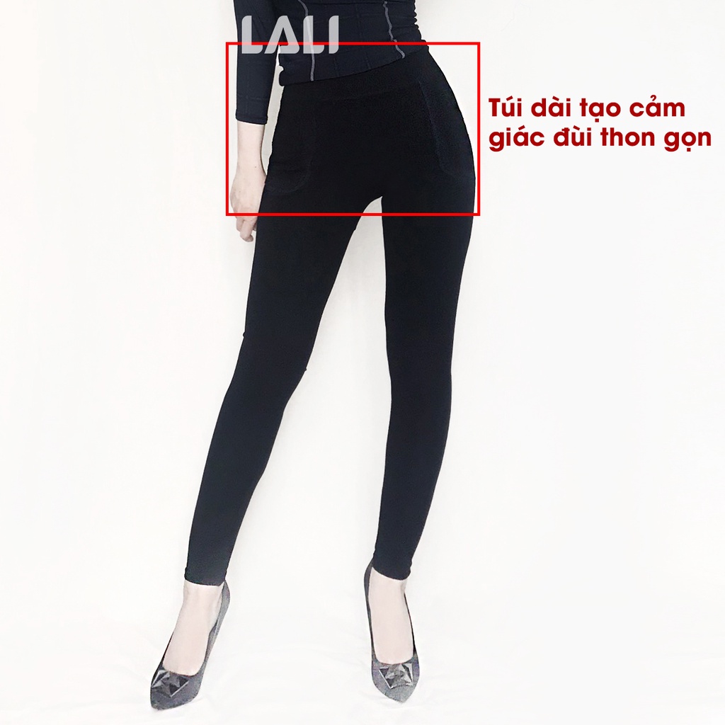 Quần legging thun 2 túi lớn lưng cao dệt kim siêu co dãn phom tôn dáng LALI MS99