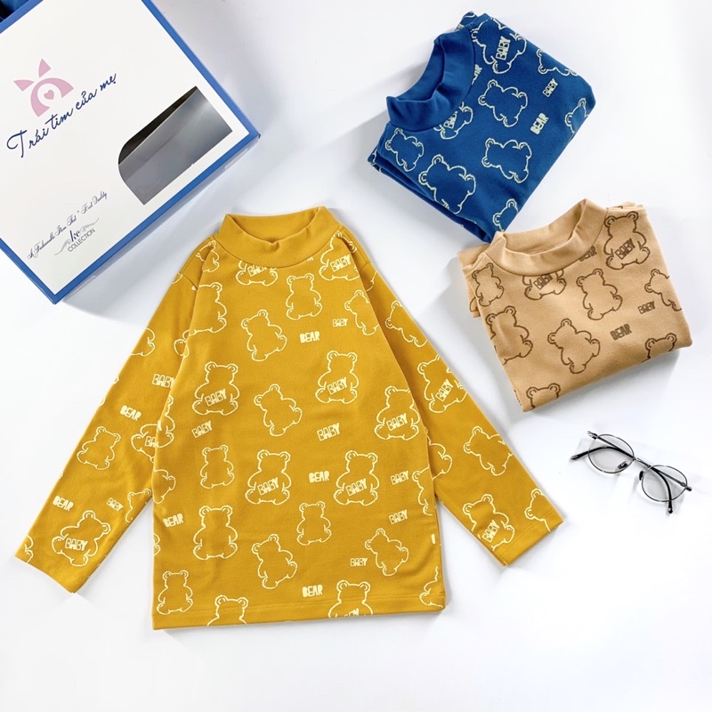 Áo giữ nhiệt cổ cao cho bé 3-8 tuổi chất cotton nỉ mềm ấm hàng có sẵn kèm ảnh và video