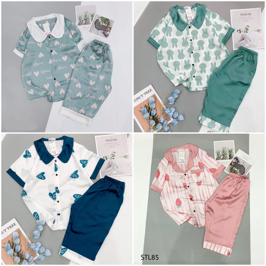 Bộ Pijama lụa latin satin phối hàn loại 1 siêu mềm mát mẫu ngố | BigBuy360 - bigbuy360.vn