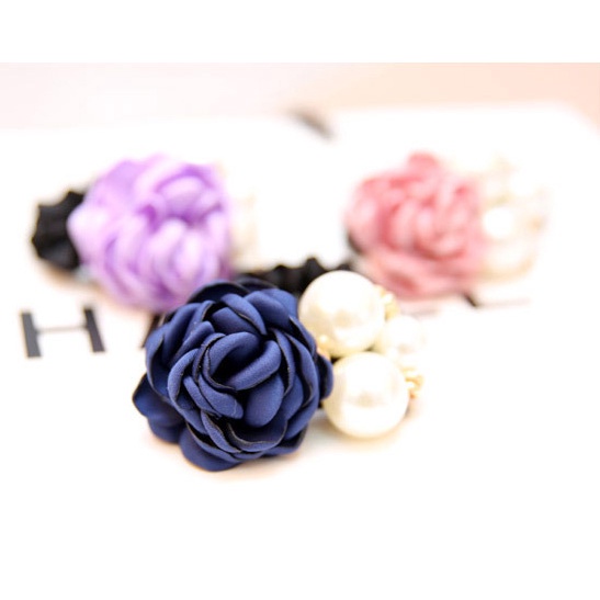 Dây Buộc Tóc vải Handmade Nữ Hàn Quốc Dễ Thương đính ngọc trai, hoa hồng - Phụ kiện, đồ buộc tóc đuôi ngựa