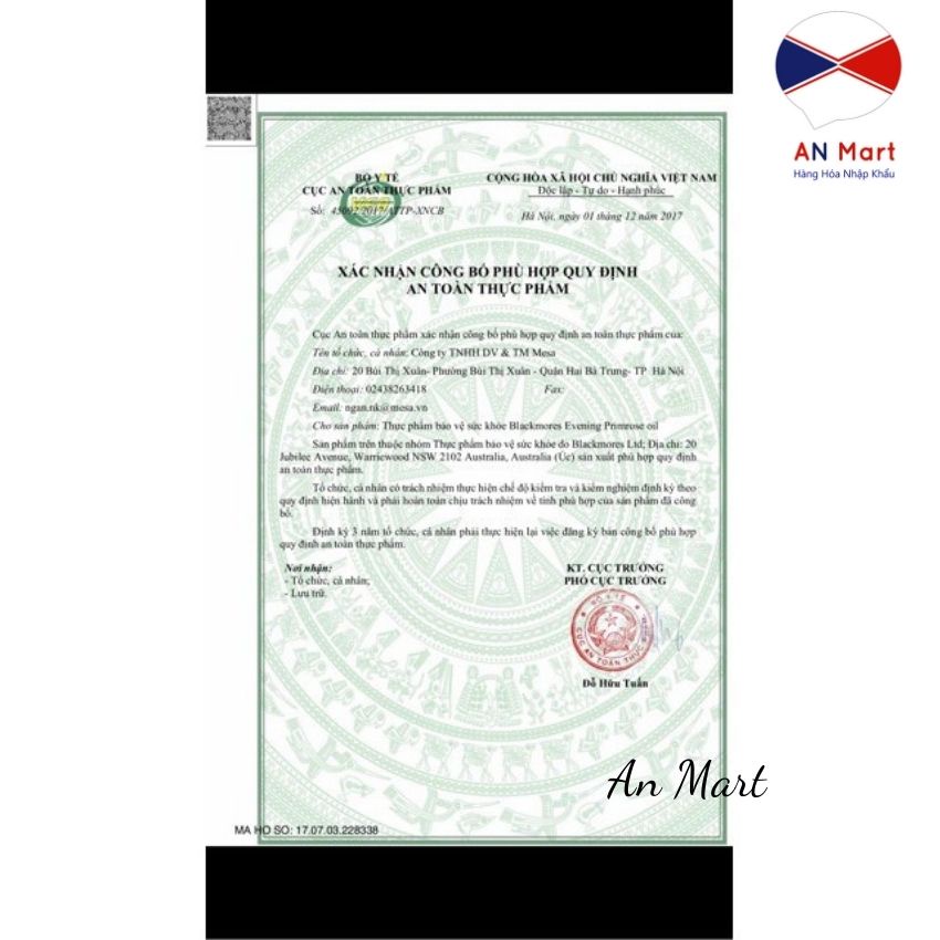 Viên uống Tinh Dầu Hoa Anh Thảo Evening Primrose Oil Blackmores Úc 190 viên an mart