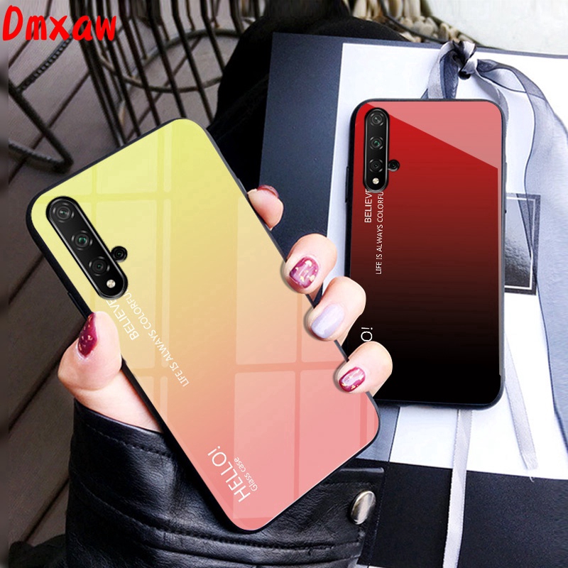 Ốp lưng kính cường lực cứng màu gradient cho Huawei Nova 5T 5 5i 3i 3 3e 4 2i