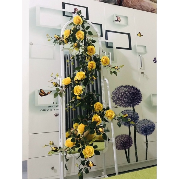 Dây Hoa Hồng PHÁP Dây Leo Cổ Dài 1m7  - Hoa Gỉa , Dây Hoa Trang Trí.