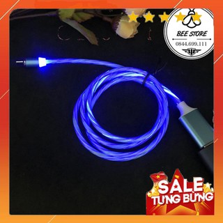 Dây cáp sạc nam châm đầu iphone - micro usb - type c xoay 360 độ có led phát sáng
