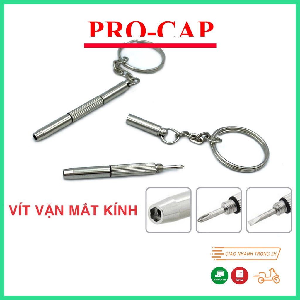 Tua vít sửa kính 3 đầu - Móc khóa đa năng phối đầu tô vít đa dụng