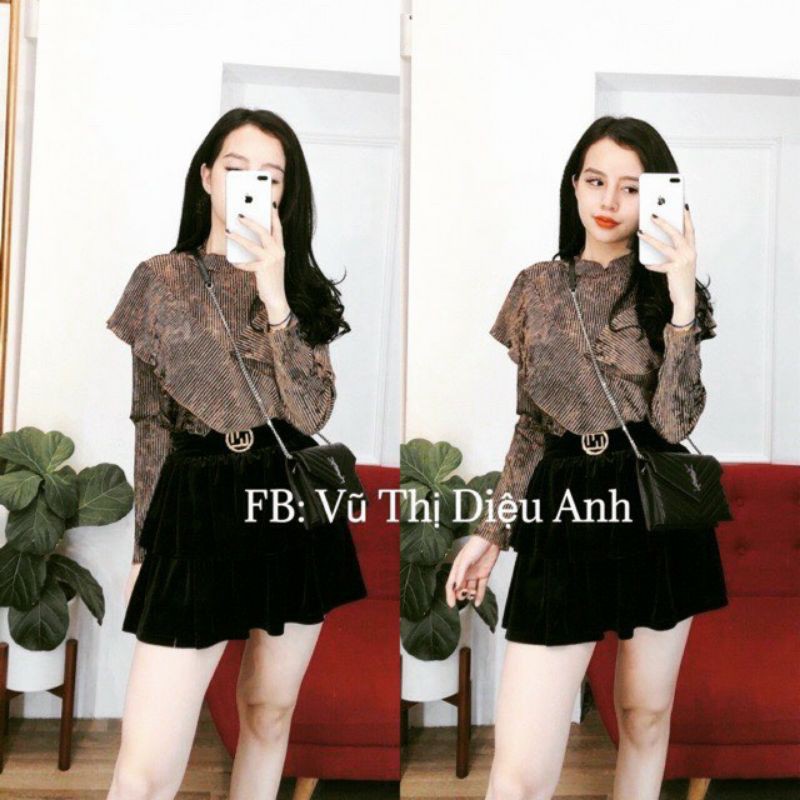 CHÂN VÁY NHUNG 2 TẦNG SANG CHẢNH MỀM MẠI! Chân váy nhung!!!!!!