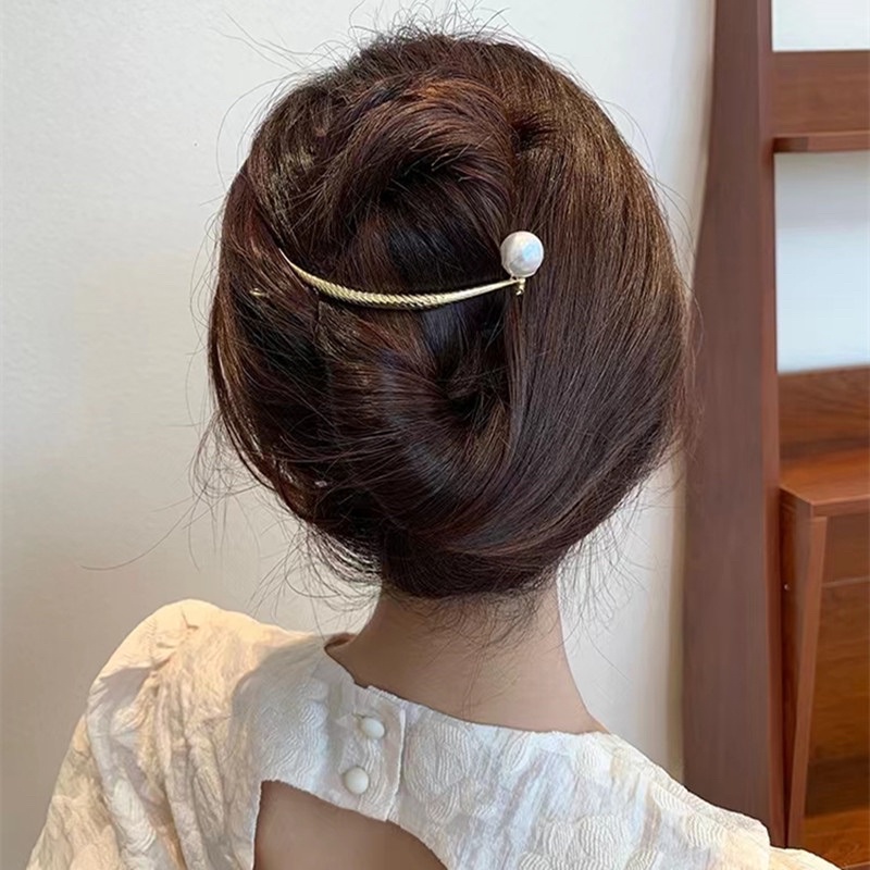 Kẹp tóc cài móc khoá đính ngọc sau đầu hỗ trợ búi và cài tóc cho nữ