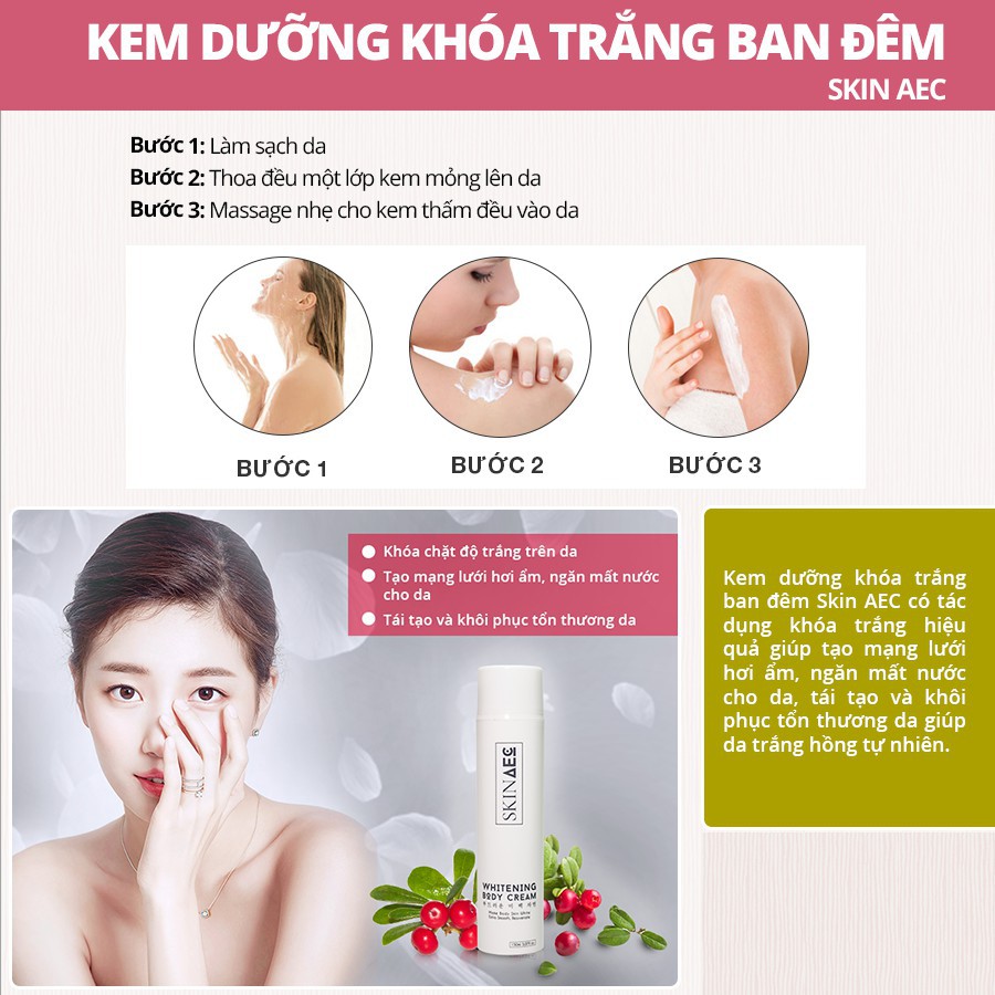 [FREESHIP] KEM DƯỠNG TRẮNG DA BAN ĐÊM SKIN AEC WHITENING BODY CREME detox.hcm