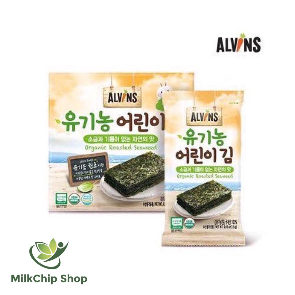 Rong biển hữu cơ tách muối Alvins Hàn Quốc cho bé ăn dặm, cuộn cơm (lẻ 1 gói) NA04