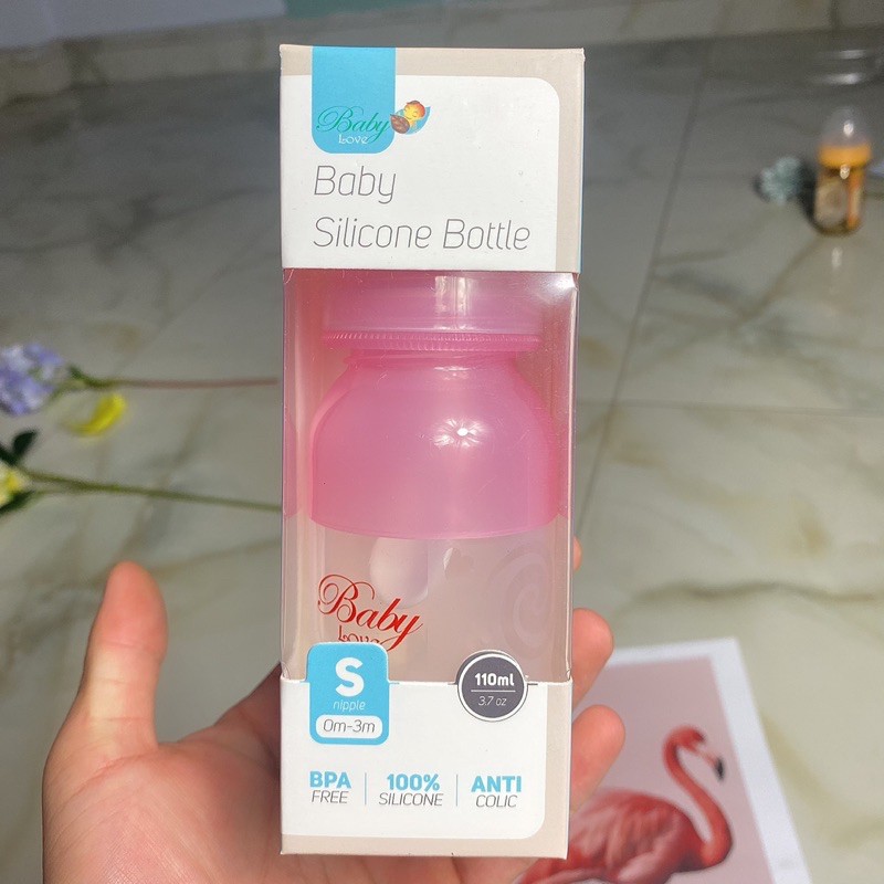 Bình sữa silicon 2 chức năng Baby Love 110ML - 210ML( hàng chính hãng)